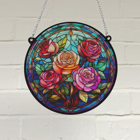Roses Stained Glass Effect Suncatcher